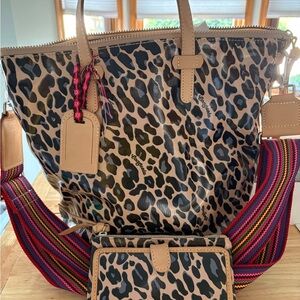 Consuela Tan and Black Leopard Print Tote with Wallet